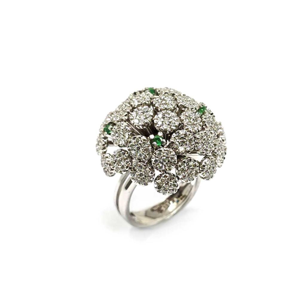Anello Albero con Diamanti e Smeraldi Collezione S. Dali