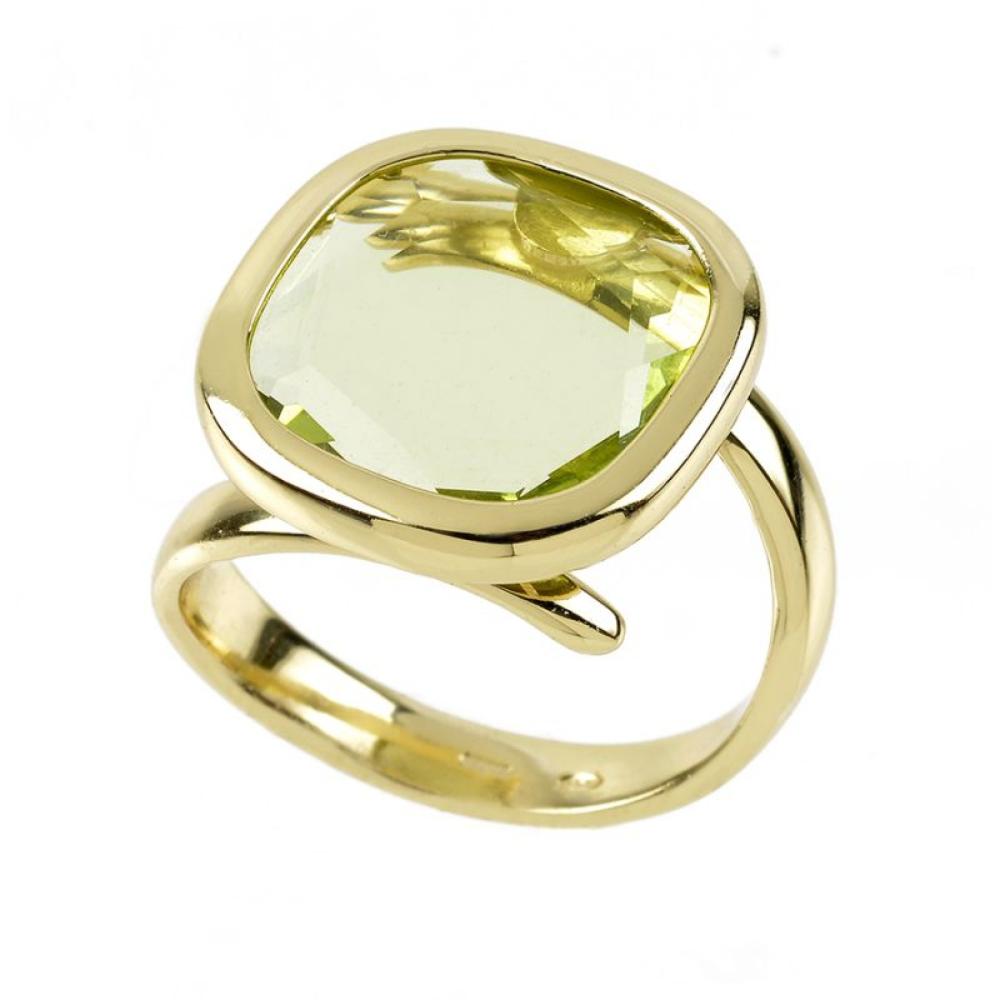 Anello Aquacaramelle con pasta vitrea verde taglio antico