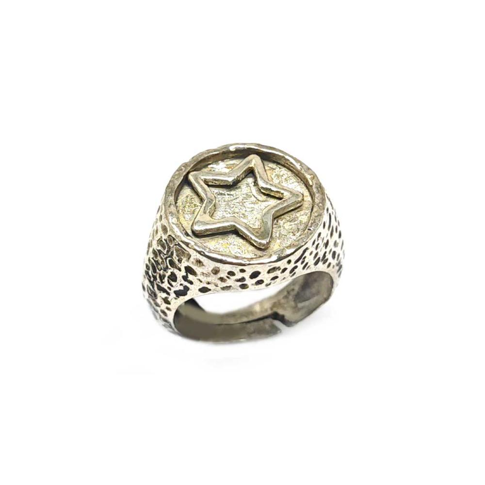 Anello Chevalier con Stella Centrale Ovale in Argento 925 mis 12 Regolabile