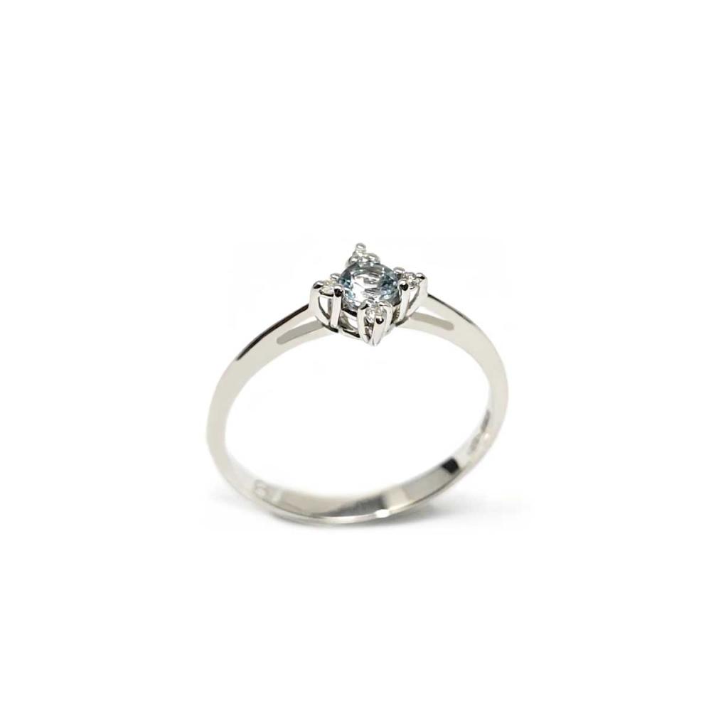 Anello con Acquamarina CT 0.18 e Diamanti CT 0.03
