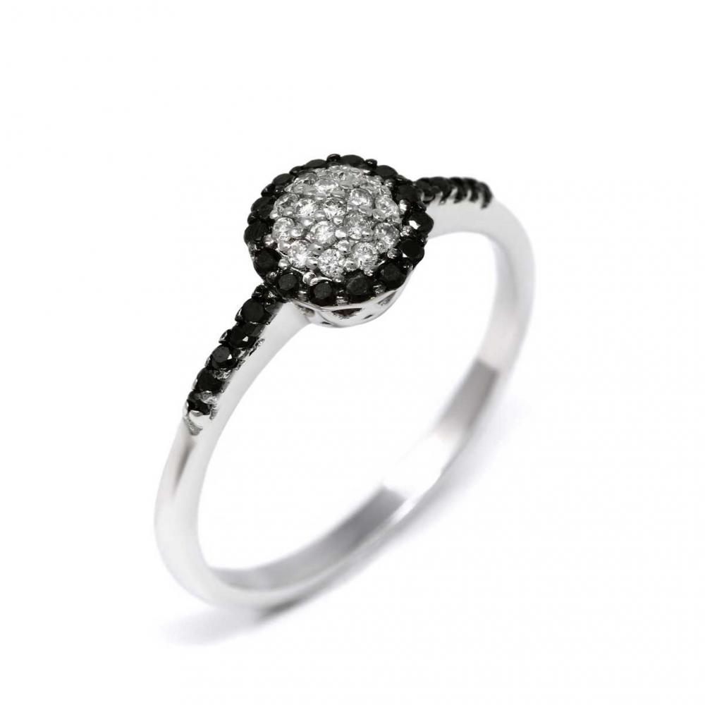 Anello con Diamanti Bianchi CT 0.10 e Neri CT 0.16