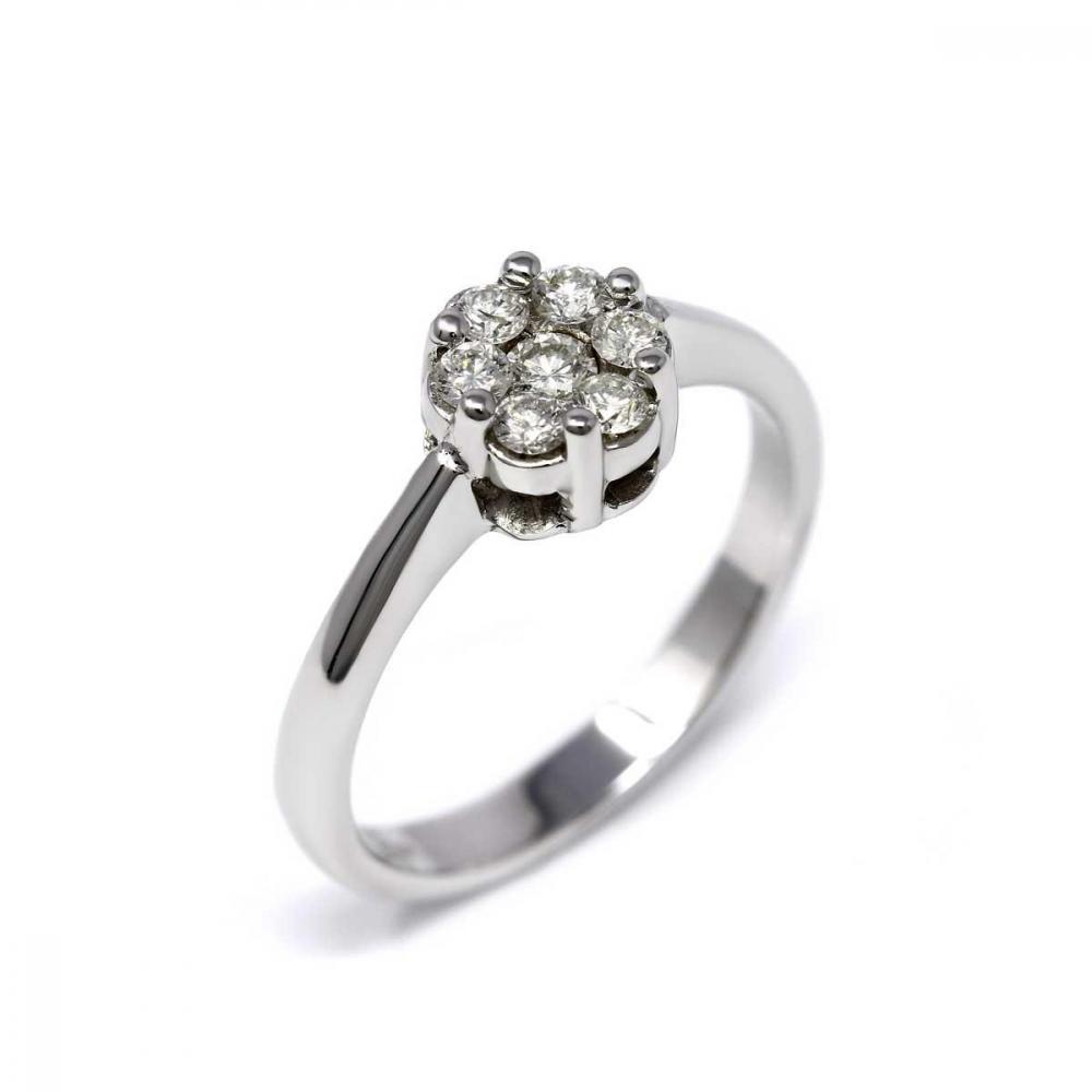 Anello Rosetta con Diamanti Bianchi Naturali CT 0.32