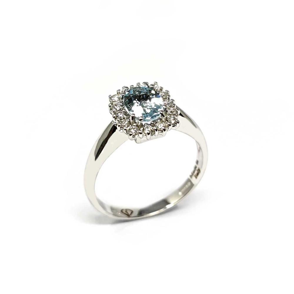 Anello con Diamanti CT 0.20 e Acquamarina CT 0.85