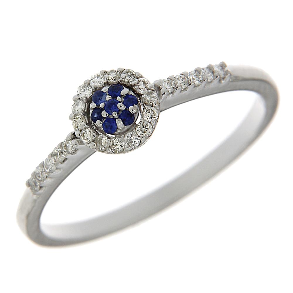 Anello con Zaffiri CT 0.05 e Diamanti Bianchi CT 0.14