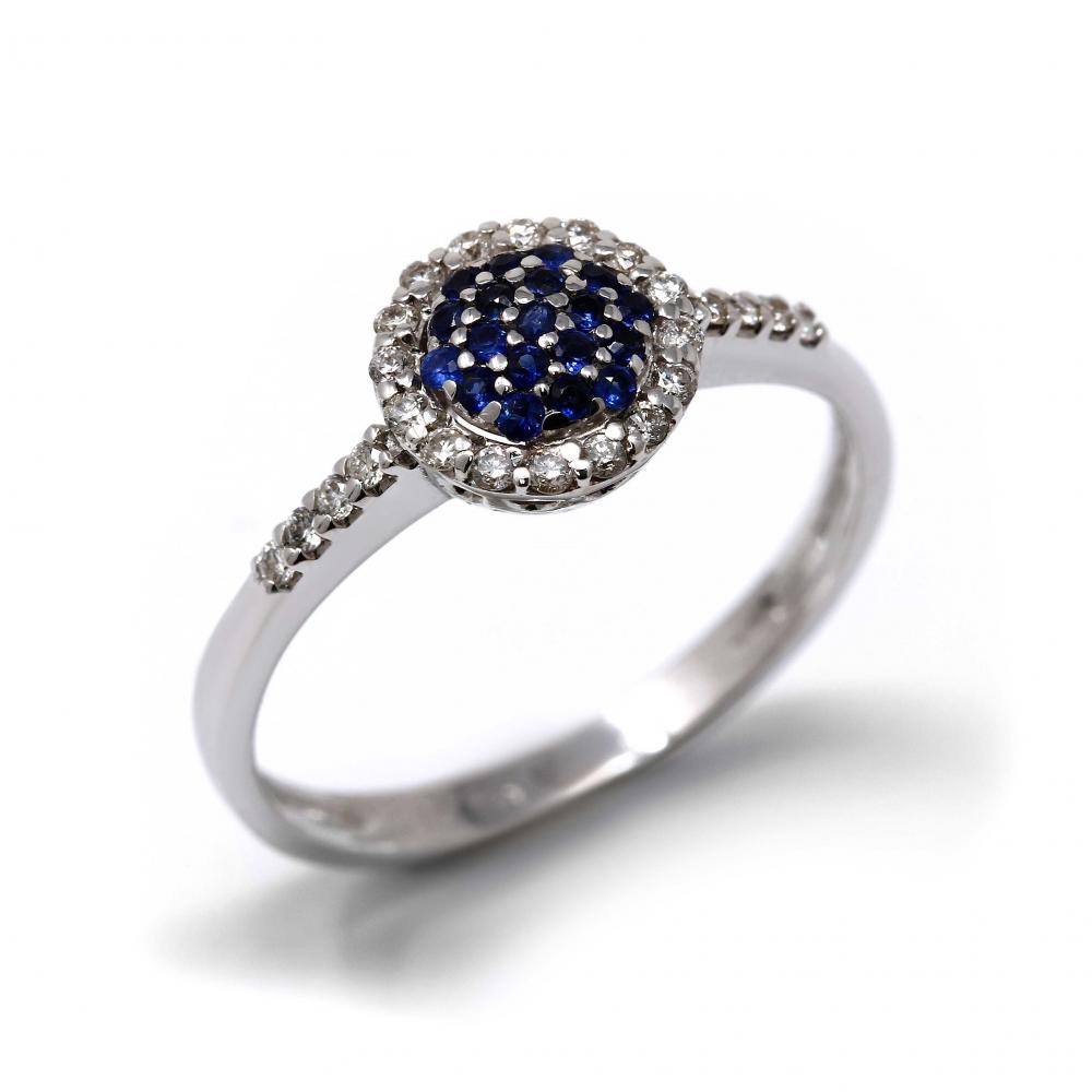 Anello con Zaffiri CT 0.15 e Diamanti CT 0.19