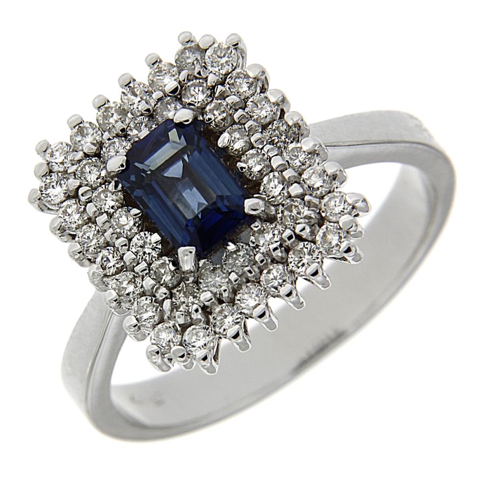 Anello con Zaffiro CT 0.79 e Diamanti CT 0.66