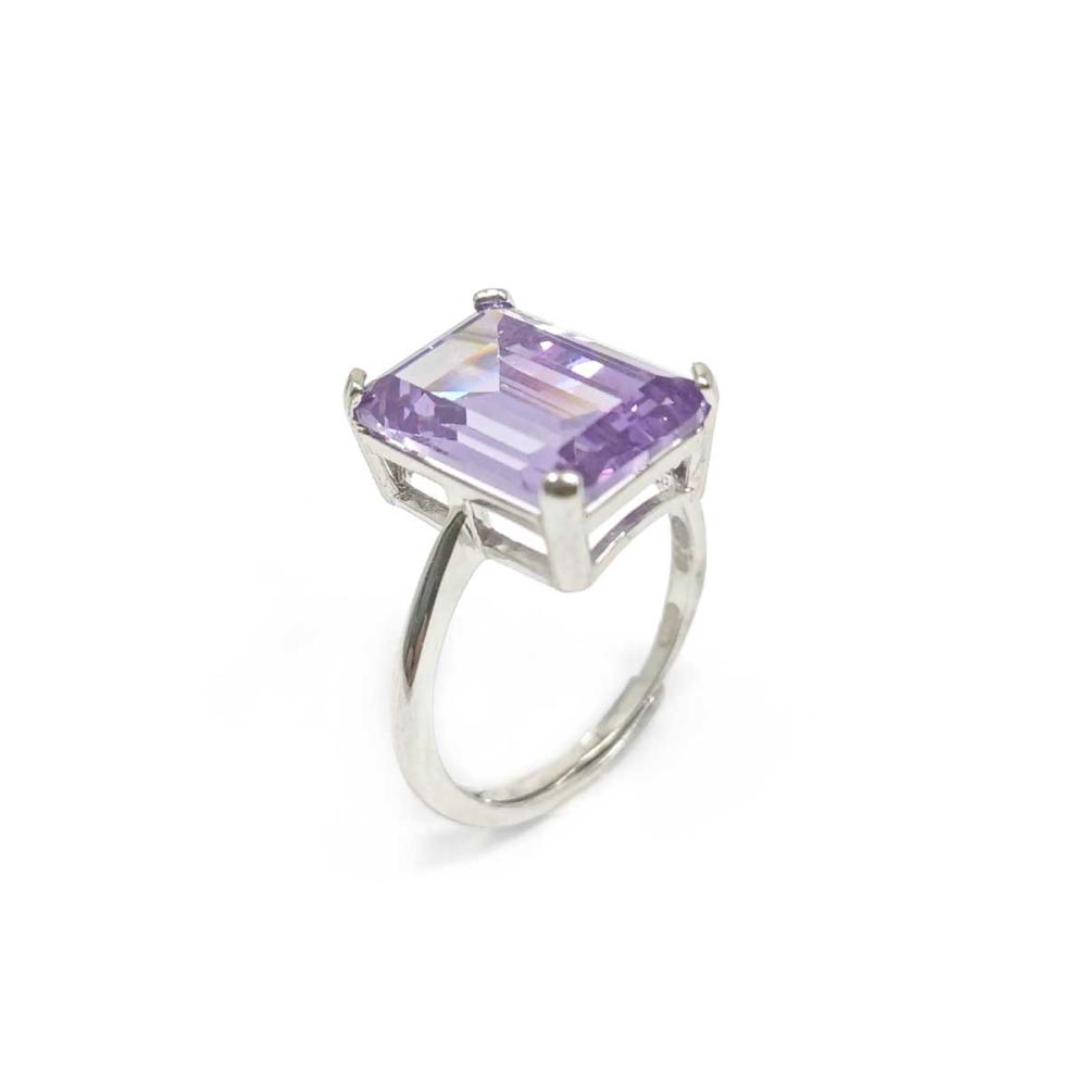 Anello regolabile in argento con pietra viola