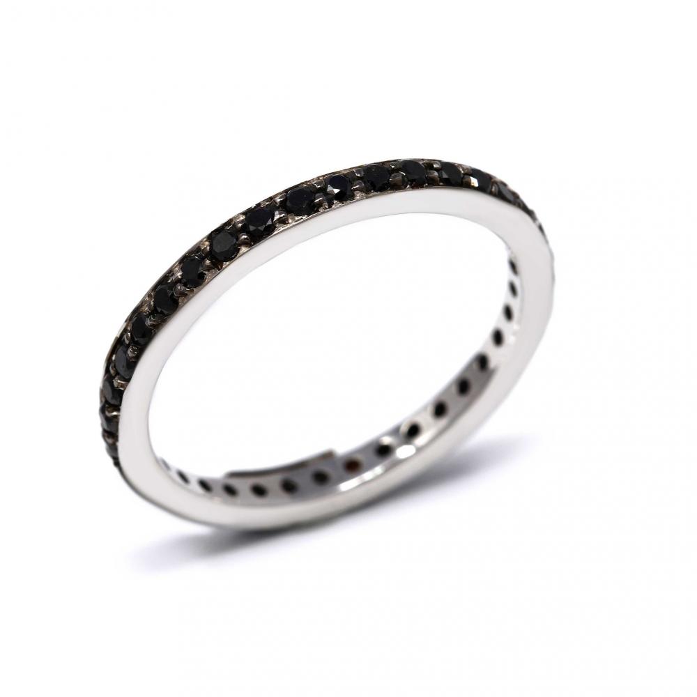 Anello Riviera con 36 Diamanti Neri CT 0.60