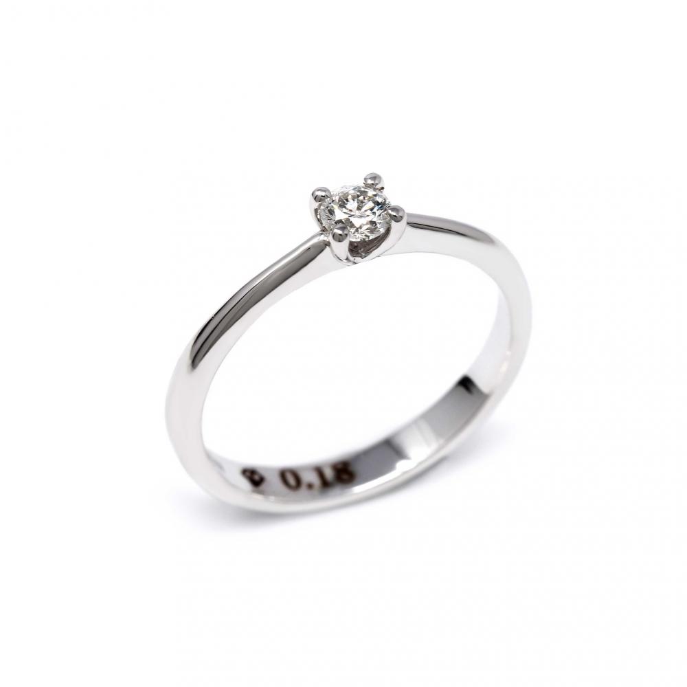 Anello Solitario con Diamante Certificato CT 0.18 VS1 E Certificato HRD