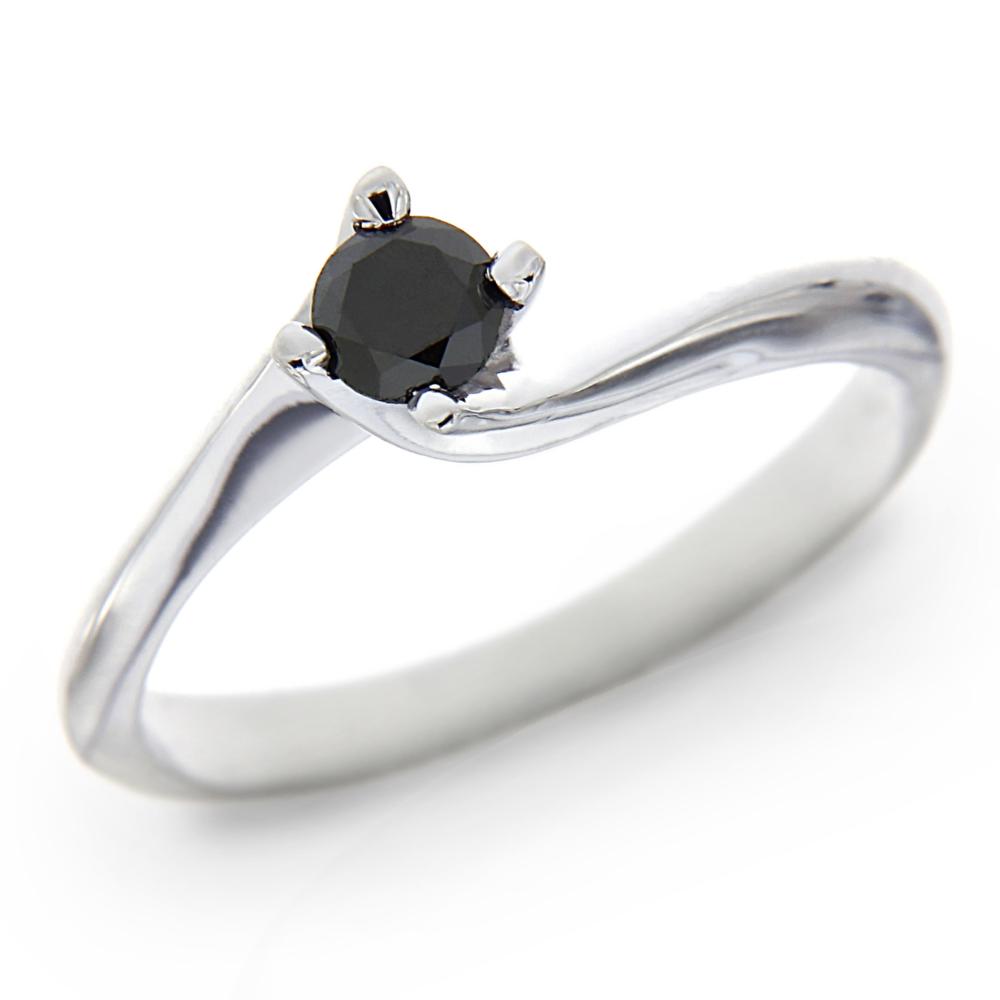 Anello Solitario con Diamante Nero CT 0.16