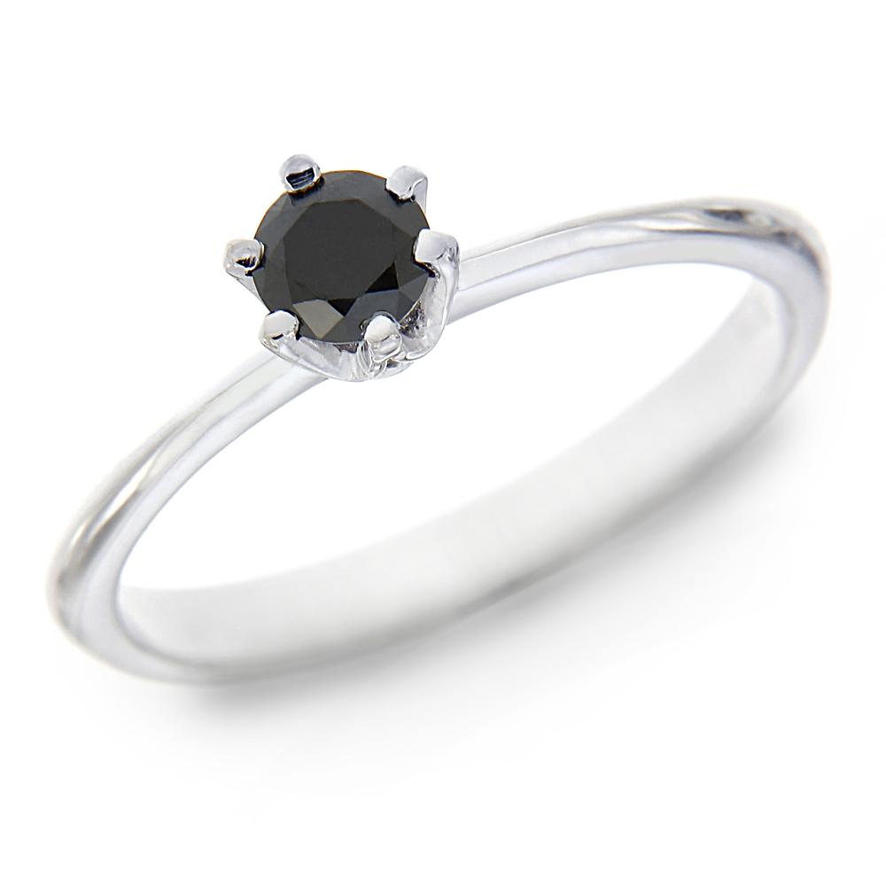 Anello Solitario con Diamante Nero CT 0.18