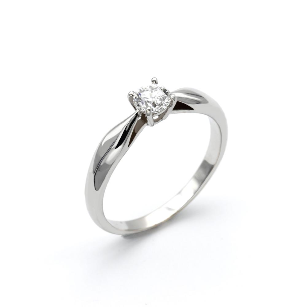 Anello Solitario con Diamante CT 0.41 VS2 E