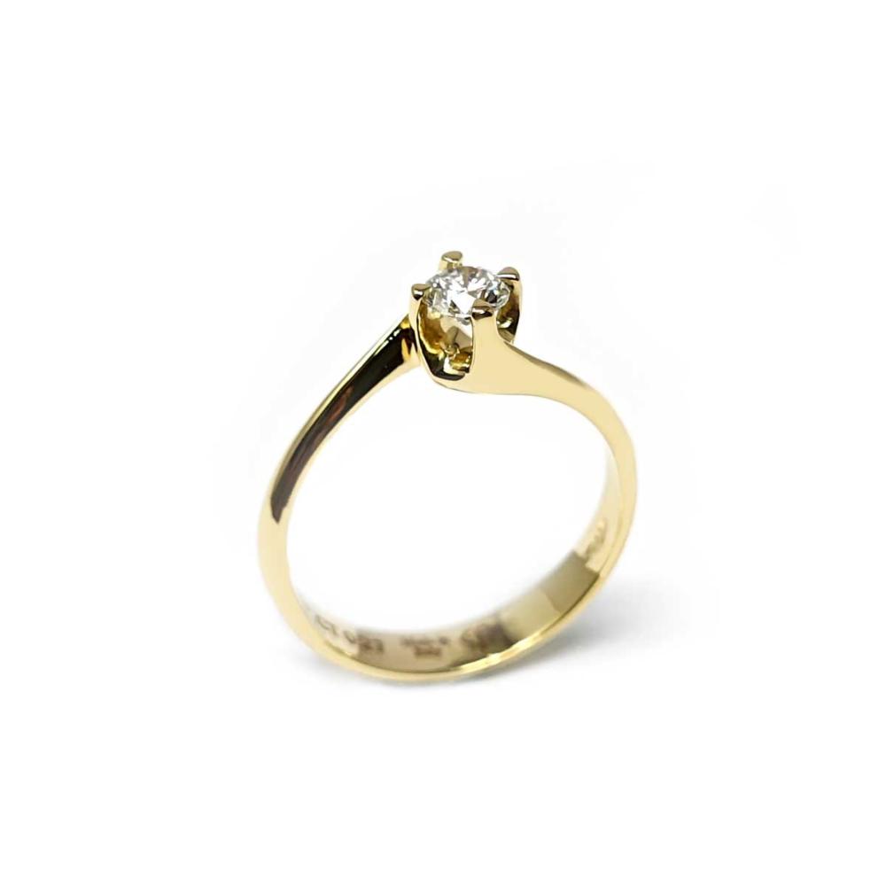Anello Solitario in Oro Giallo con Diamante CT 0.27 IF F