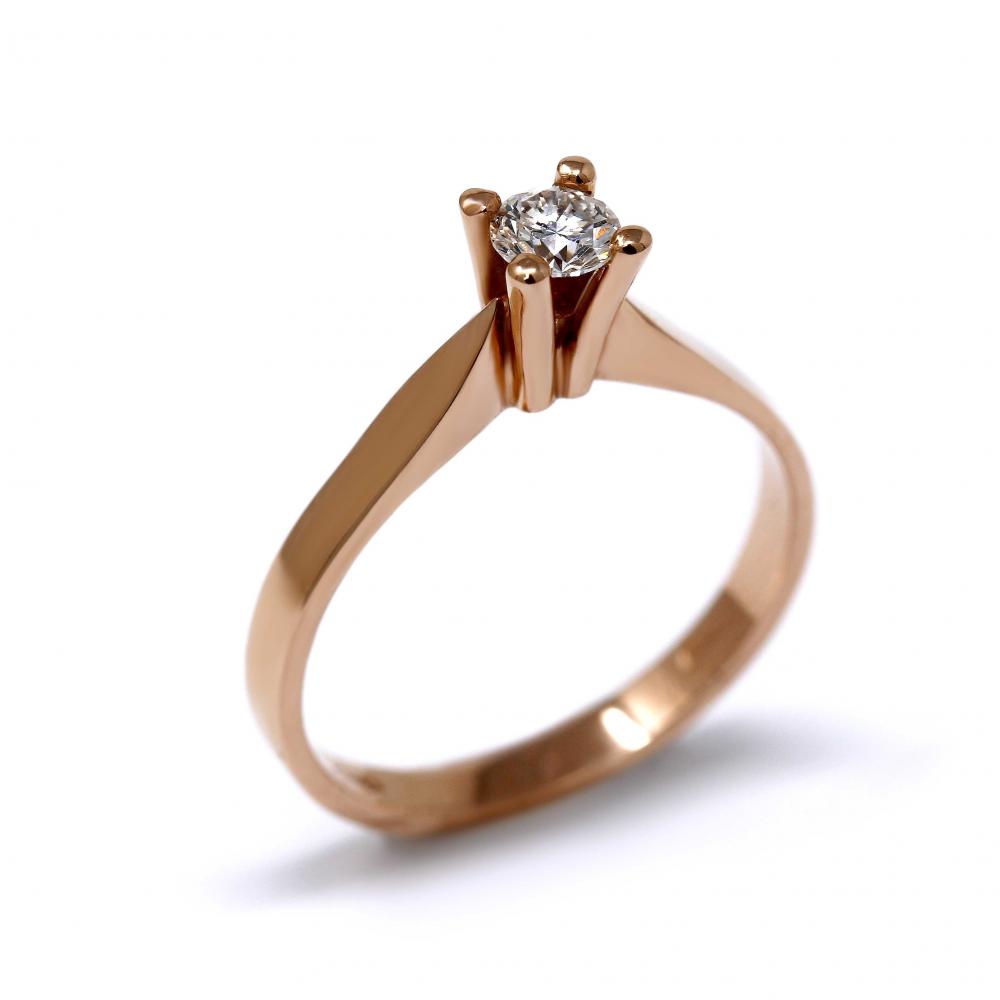 Anello Solitario in Oro Rosa con Diamante CT 0.25