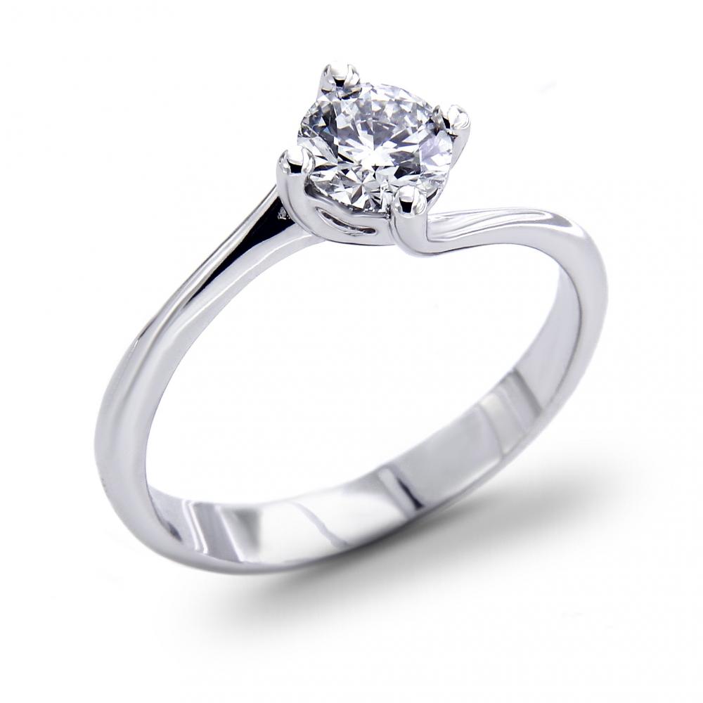 Anello Solitario Linea Valentino con Cuori Laterali CT 0.40