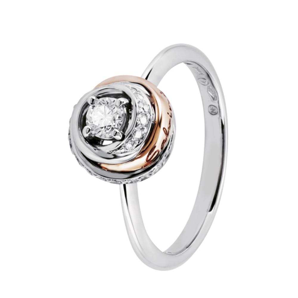 Anello Solitario Salvini con Diamante CT 0.20 Certificato con giro di Diamanti CT 0,15