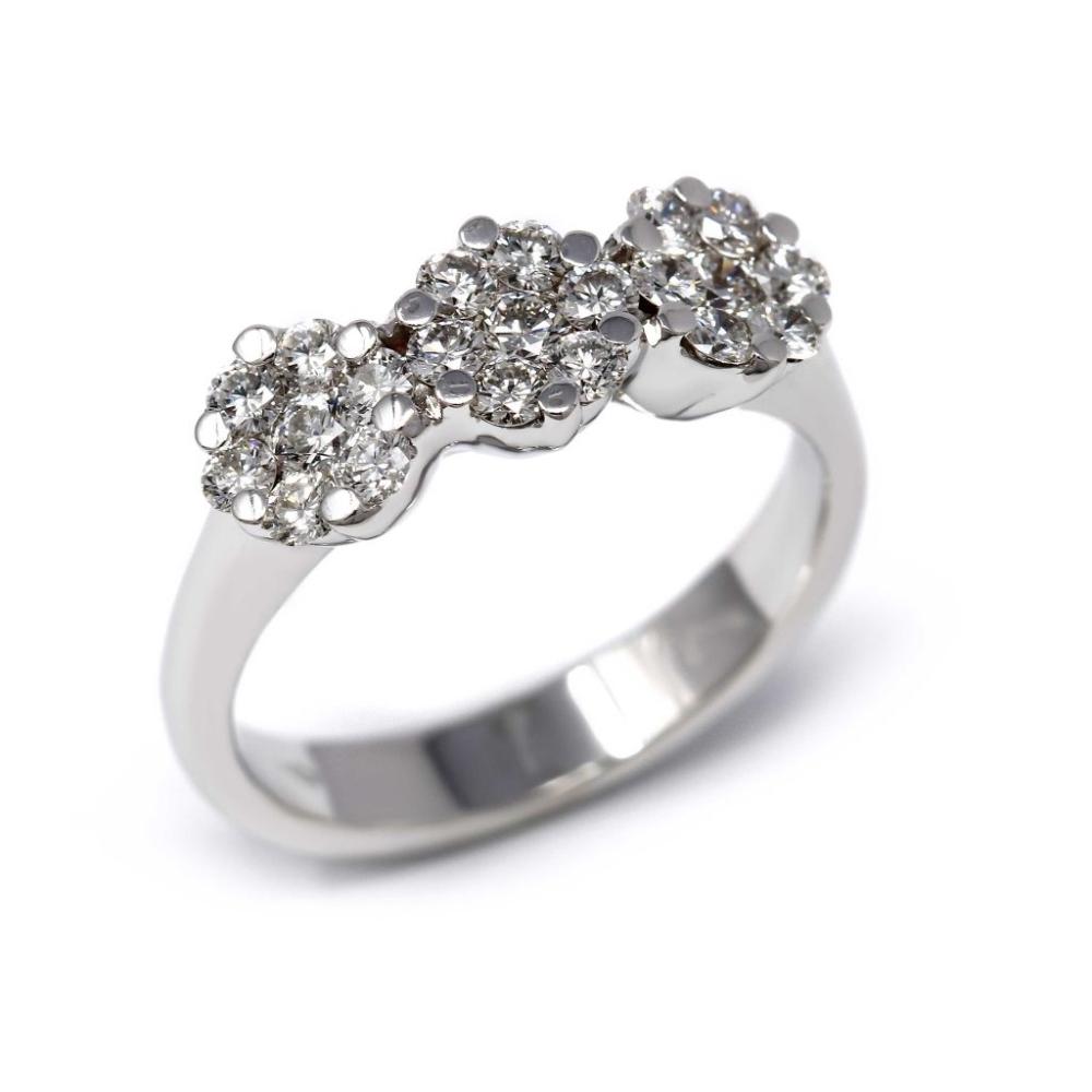 Anello Trilogy Rosetta in Oro Bianco e Diamanti CT 0.85