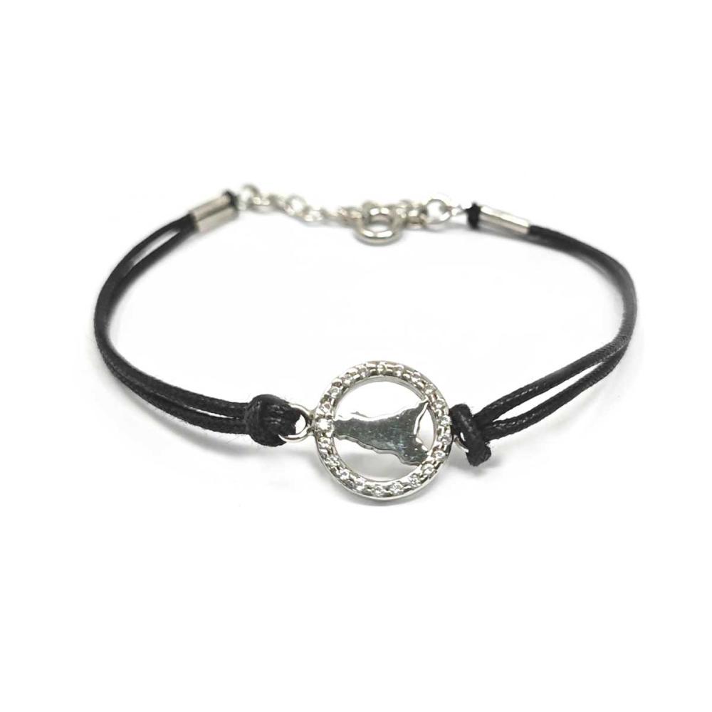Bracciale caucciù con Sicilia in argento