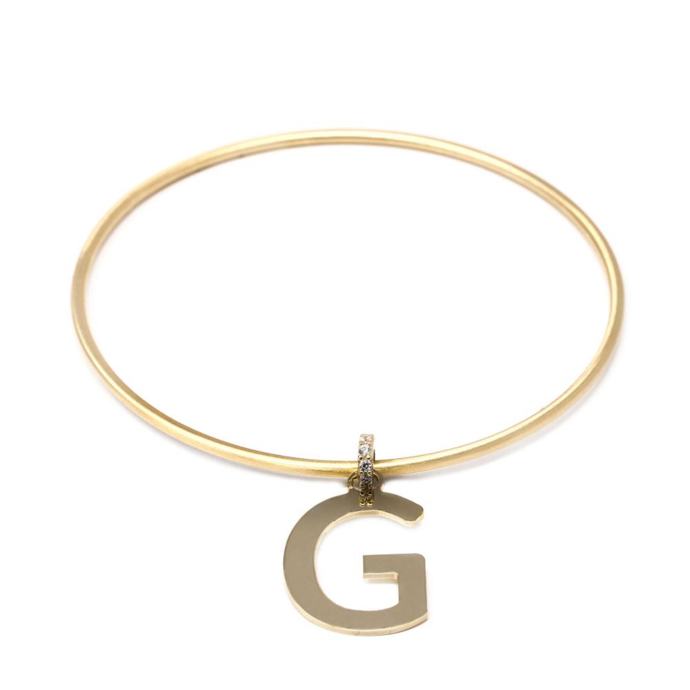 Bracciale cerchio Le Letterine con lettera G pendente lucidata a mano