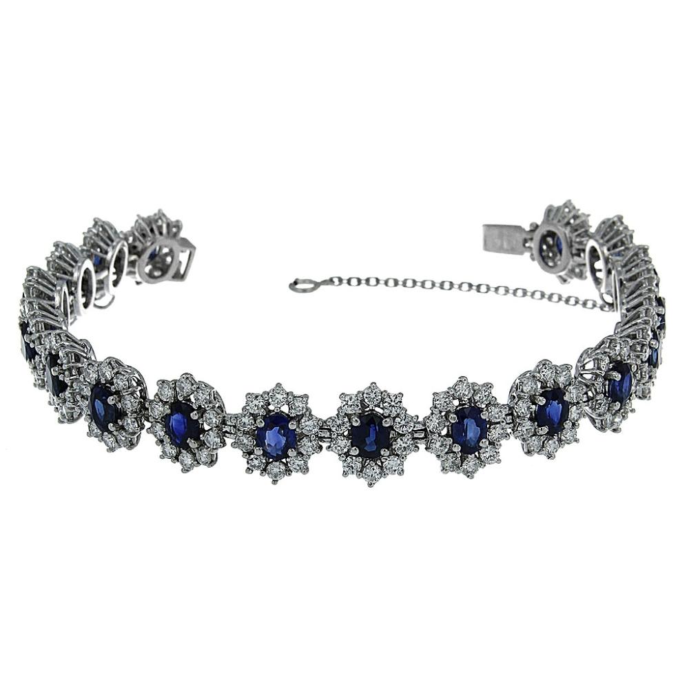 Bracciale Cestello con Diamanti CT 5.50 e Zaffiri CT 8.48