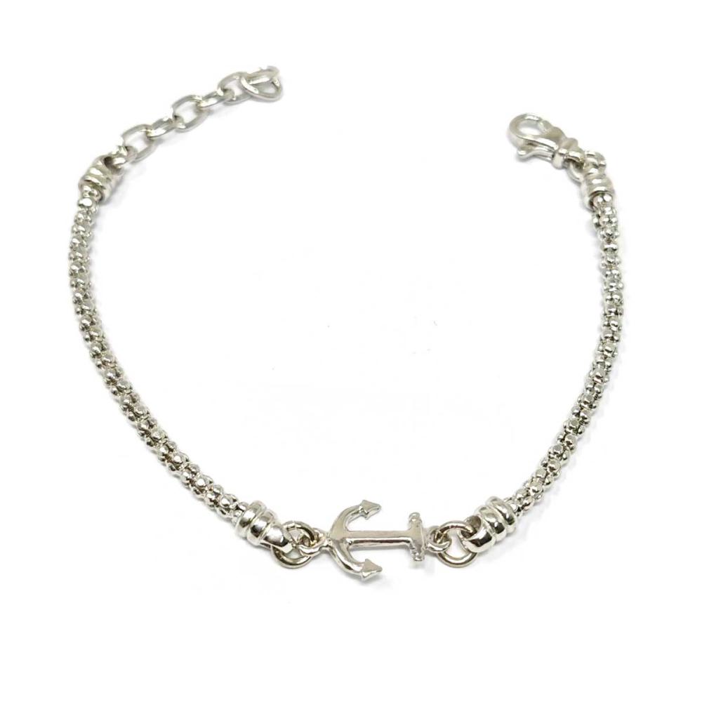 Bracciale con ancora in argento rodiato