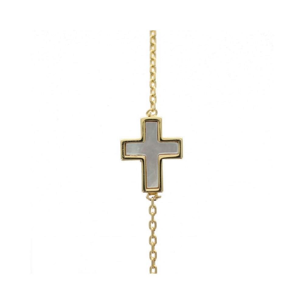 Bracciale con croce e cuori in Argento Dorato