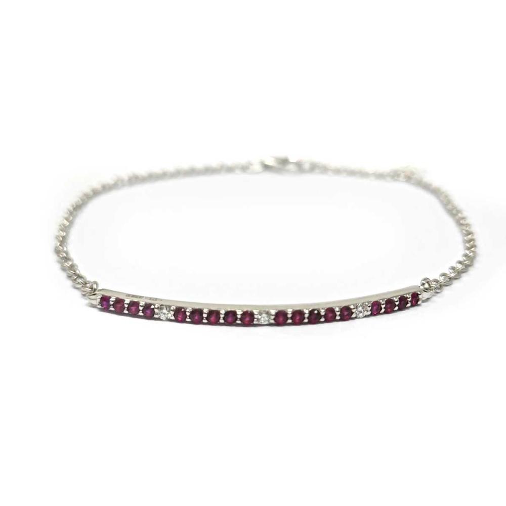 Bracciale con Diamanti e Rubini in Oro 9kt