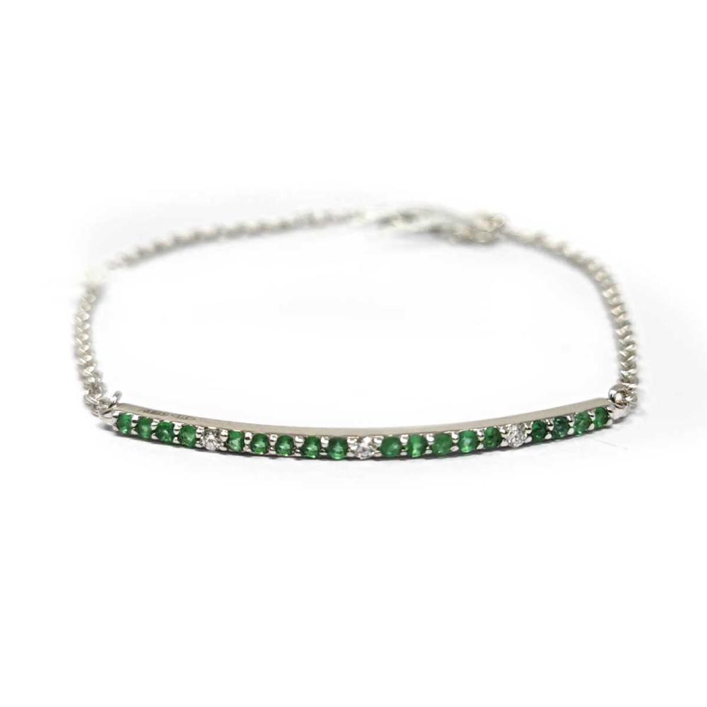 Bracciale con Diamanti e Smeraldi in Oro 9kt