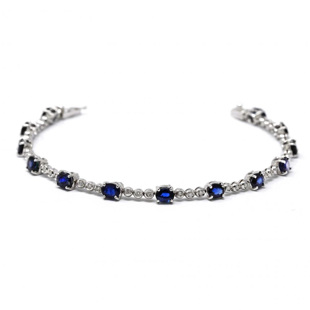 Bracciale con Zaffiri Ovali CT 6.24 e Diamanti CT 0.43