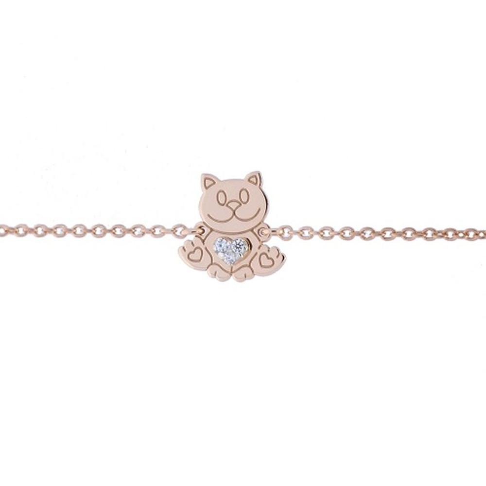 Bracciale Gatto in Oro Rosa e Diamanti CT 0.03