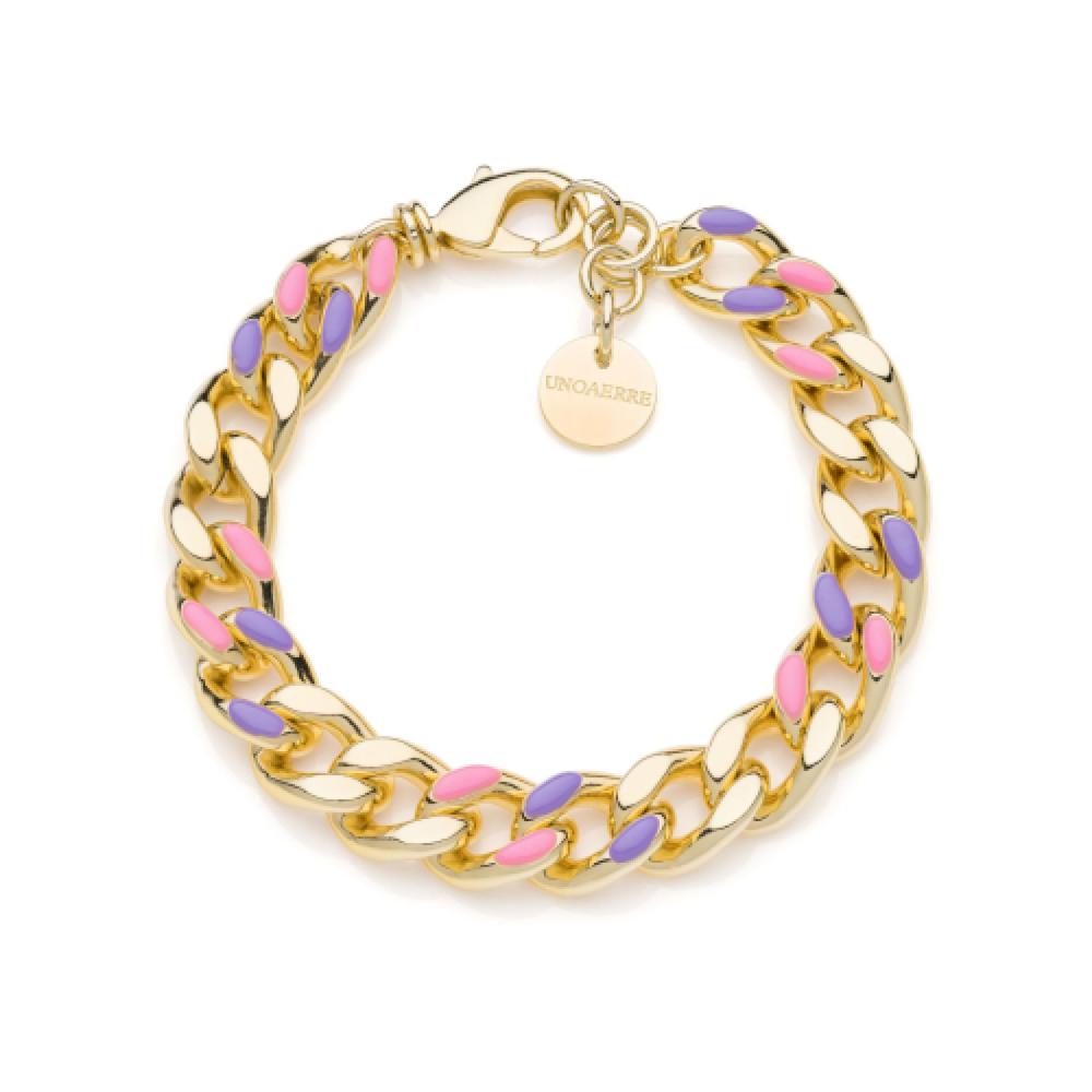 Bracciale groumette smalto rosa e lilla