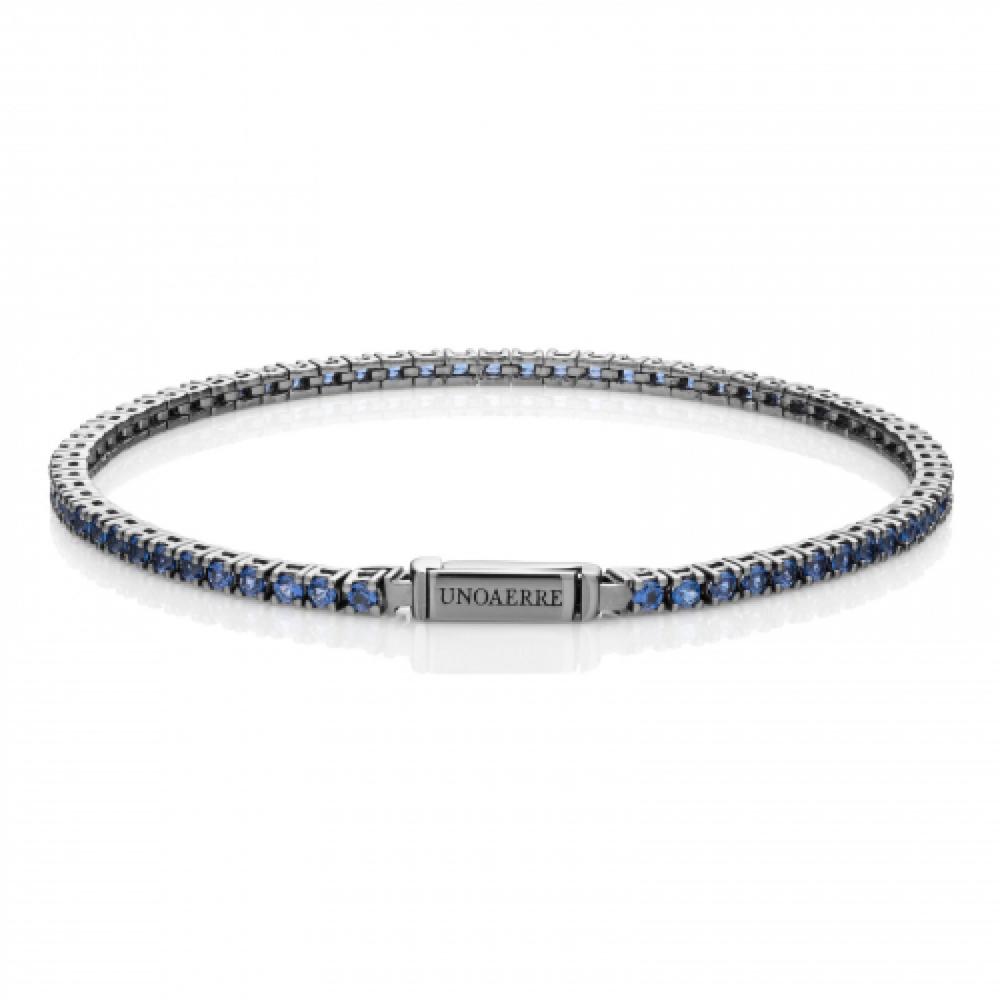 Bracciale in argento brunito con pietre blu UNOAERRE 6077