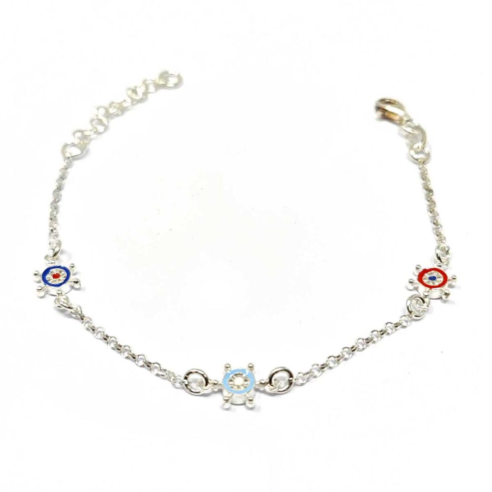 Bracciale in argento con ancore colorate