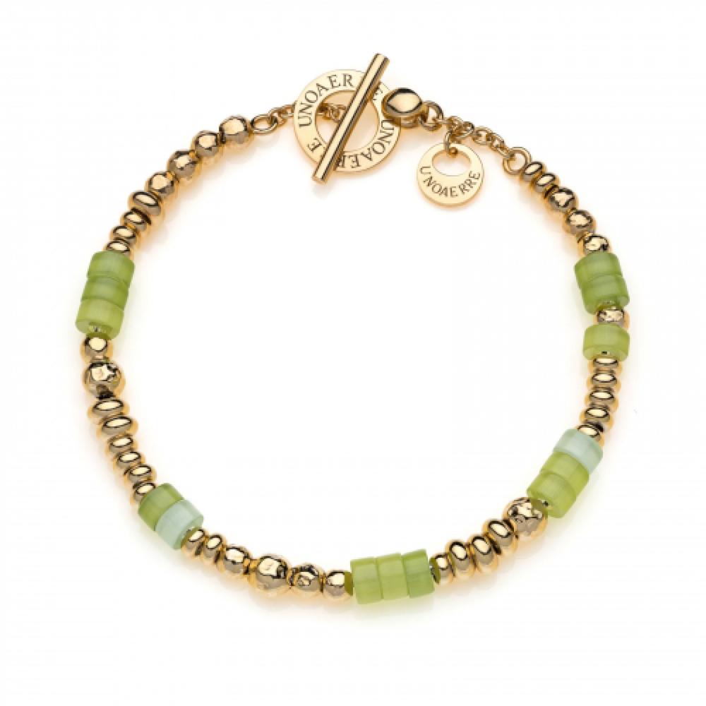 Bracciale in argento dorato con pietre verdi UNOAERRE 6028