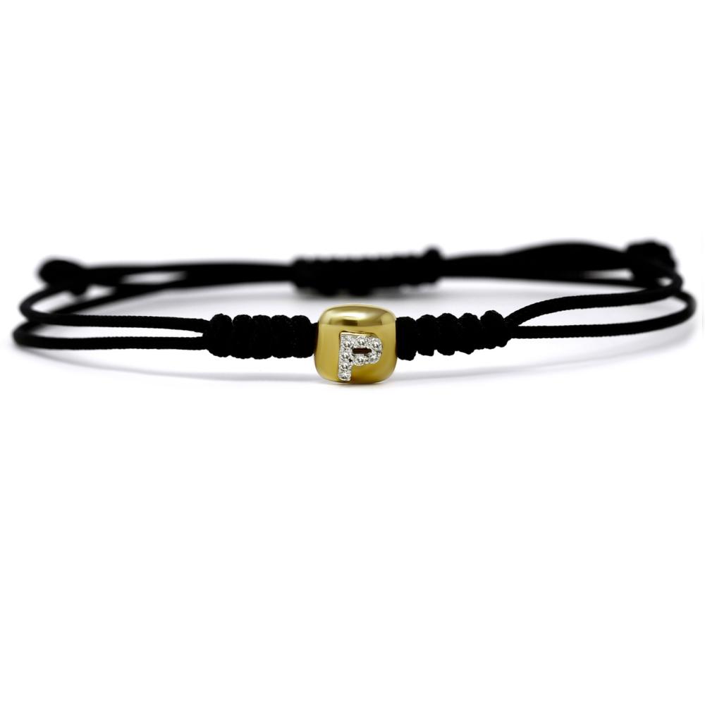 Bracciale Lettera P in Oro Rosa e Diamanti