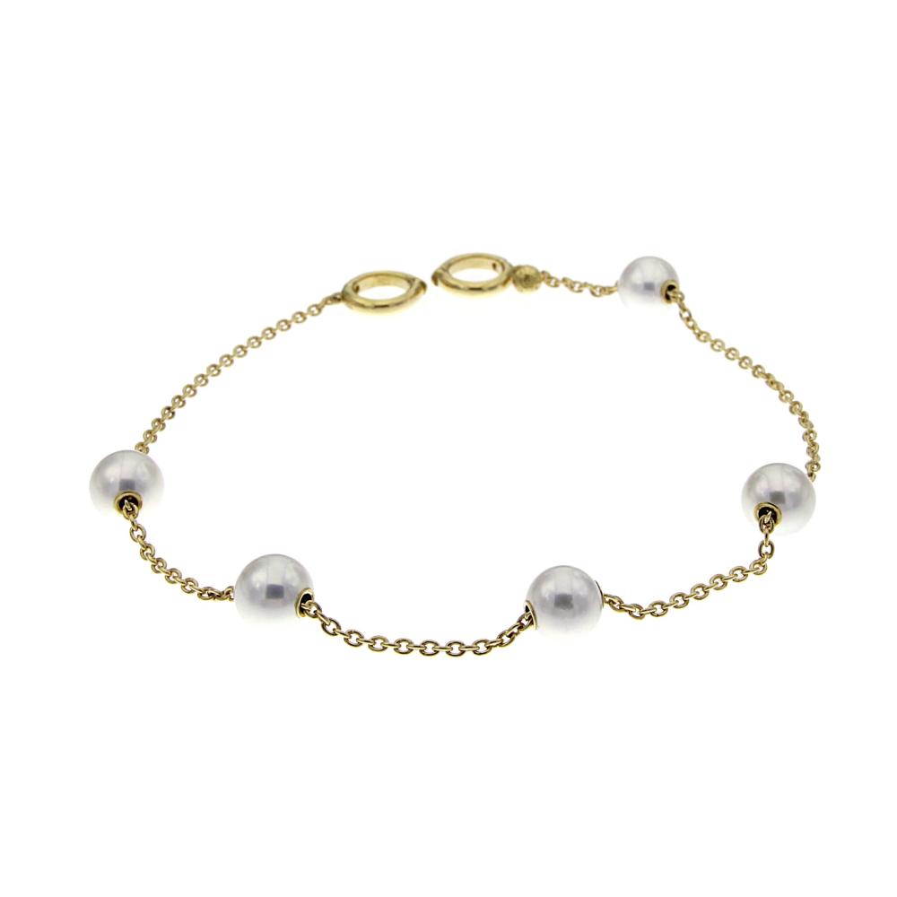 Bracciale Perle Mikimoto 7,5/7 mm in Oro Giallo