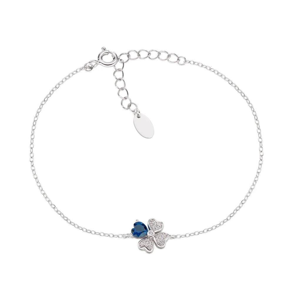 Bracciale "Quadricuore" in Argento con Zirconi Ref.BRQUBBL
