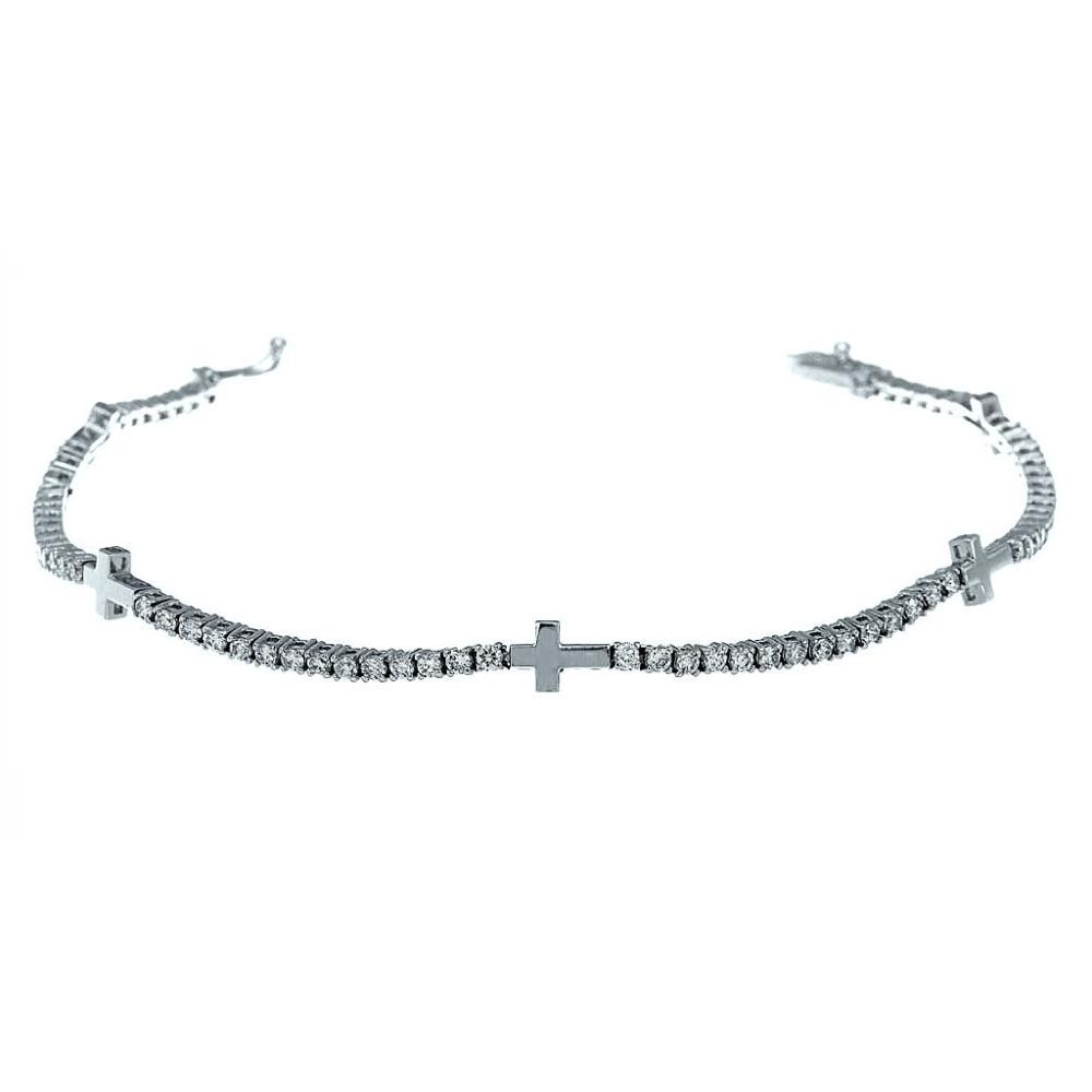Bracciale Semirigido con Diamanti alternati da Croci CT 1.40