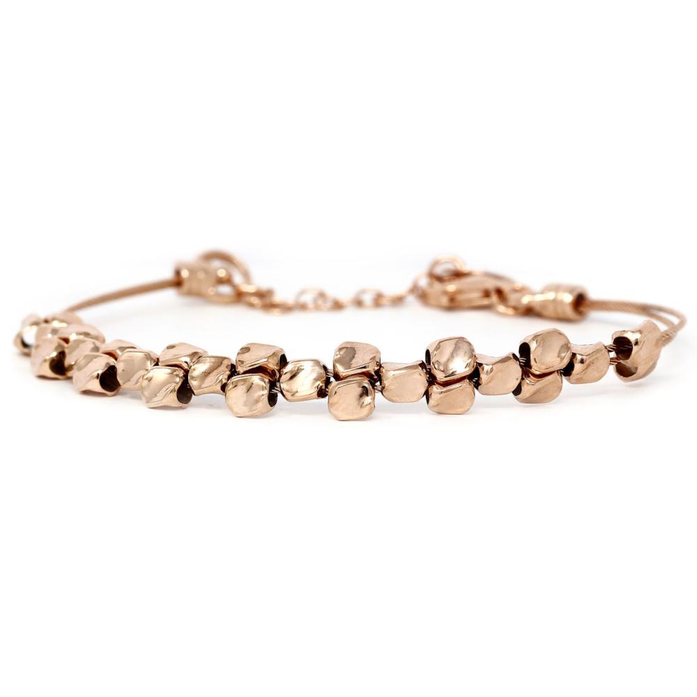 Bracciale Stile Etrusco co Cubetti Rettangolari in Argento 925 Rosa
