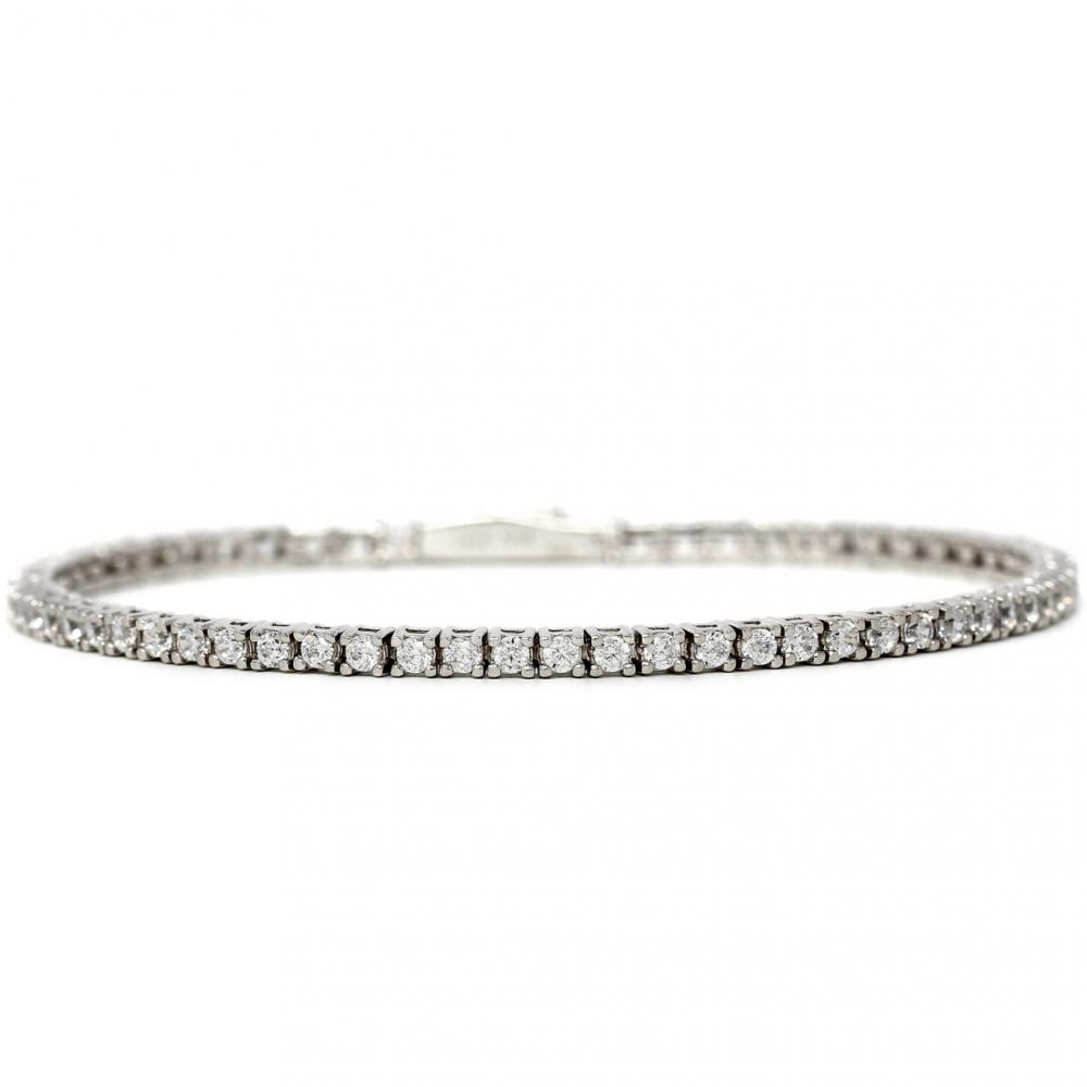 Bracciale Tennis Componibie in Argento con Zirconi Bianchi da 2 mm e cm 18