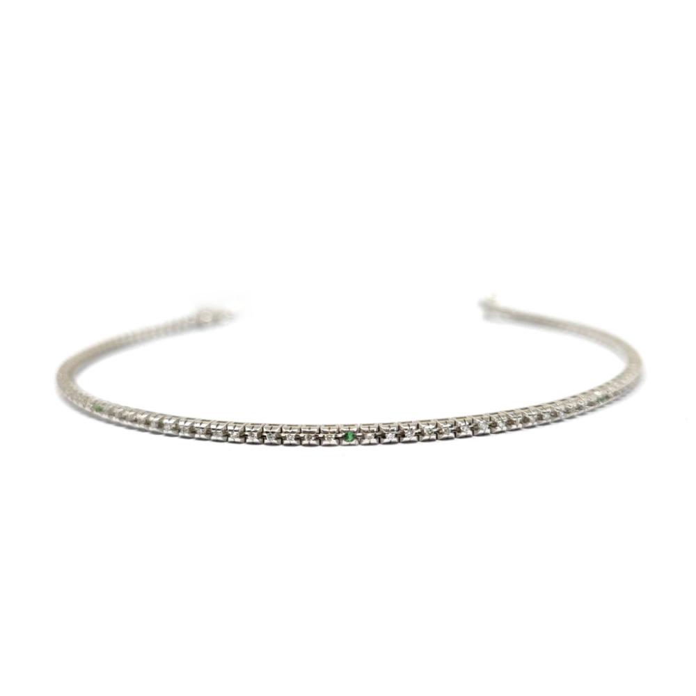 Bracciale Tennis con Diamanti CT 0.33 e Smeraldi CT 0.02
