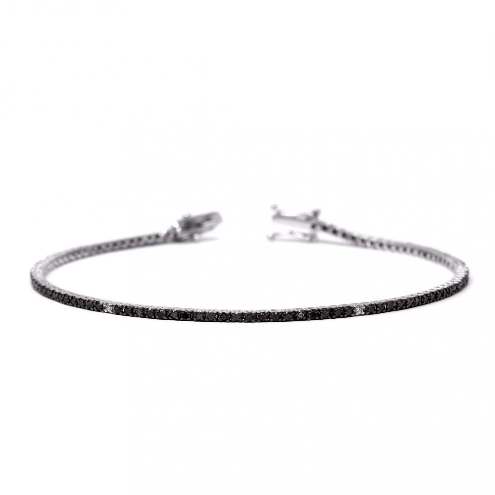 Bracciale Tennis con Diamanti Neri CT 1.65 e Bianchi CT 0.07