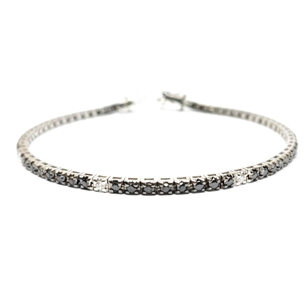 Bracciale Tennis con Diamanti Neri CT 2.25 e Bianchi CT 0.24 VS1 F