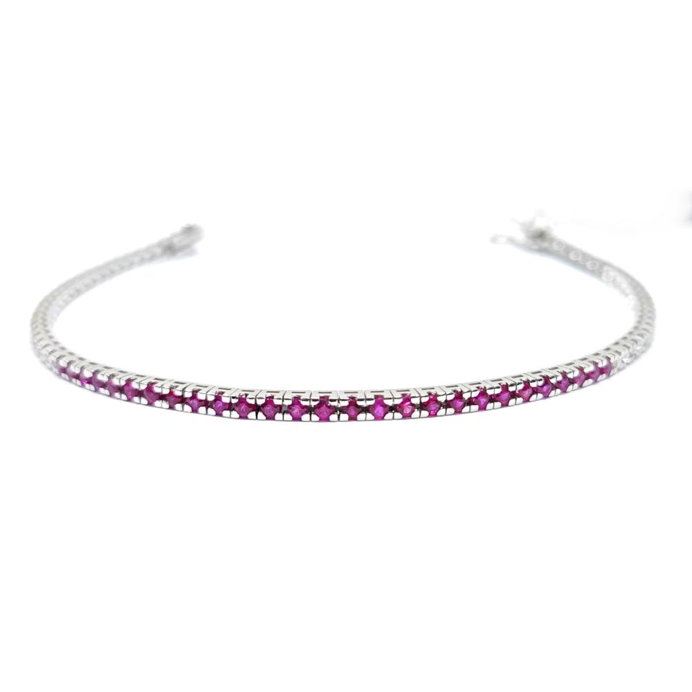 Bracciale Tennis con Diamanti Bianchi e centrali con Rubini