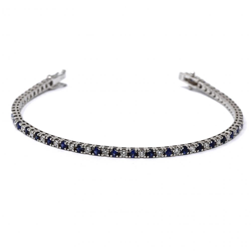 Bracciale Tennis con Zaffiri CT 1.60 e Diamanti CT 1.19 Alternati