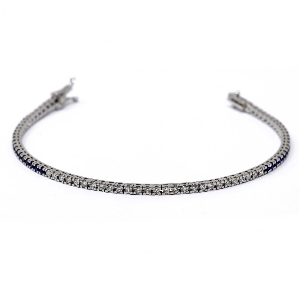 Bracciale tennis con Zaffiri CT 1.16 laterali e Diamanti CT 0.54
