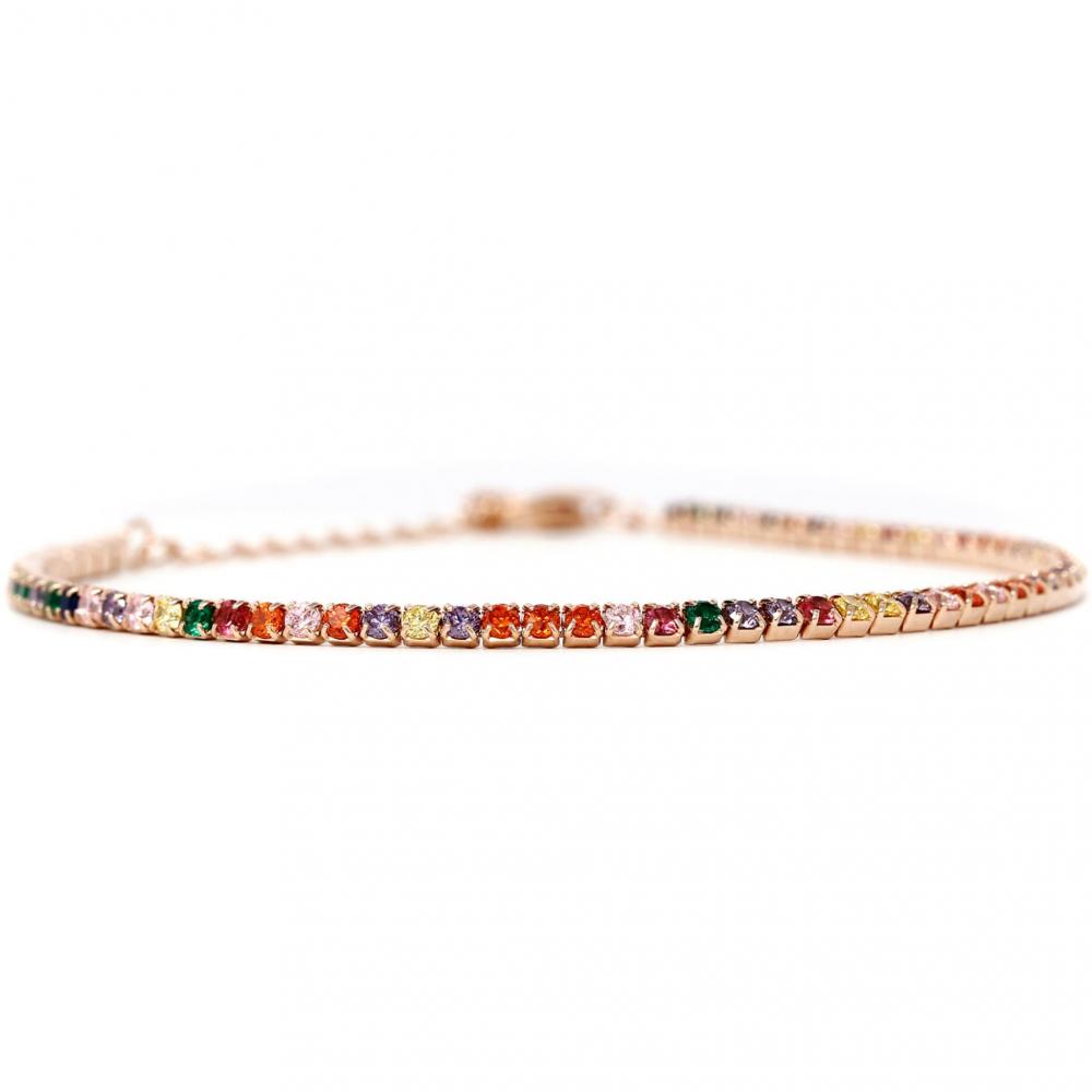 Bracciale Tennis con Zirconi da mm 2 Rainbow cm 16+4