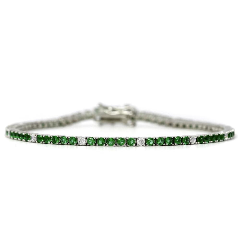 Bracciale Tennis con Zirconi Verdi e Bianchi 2 mm cm 19