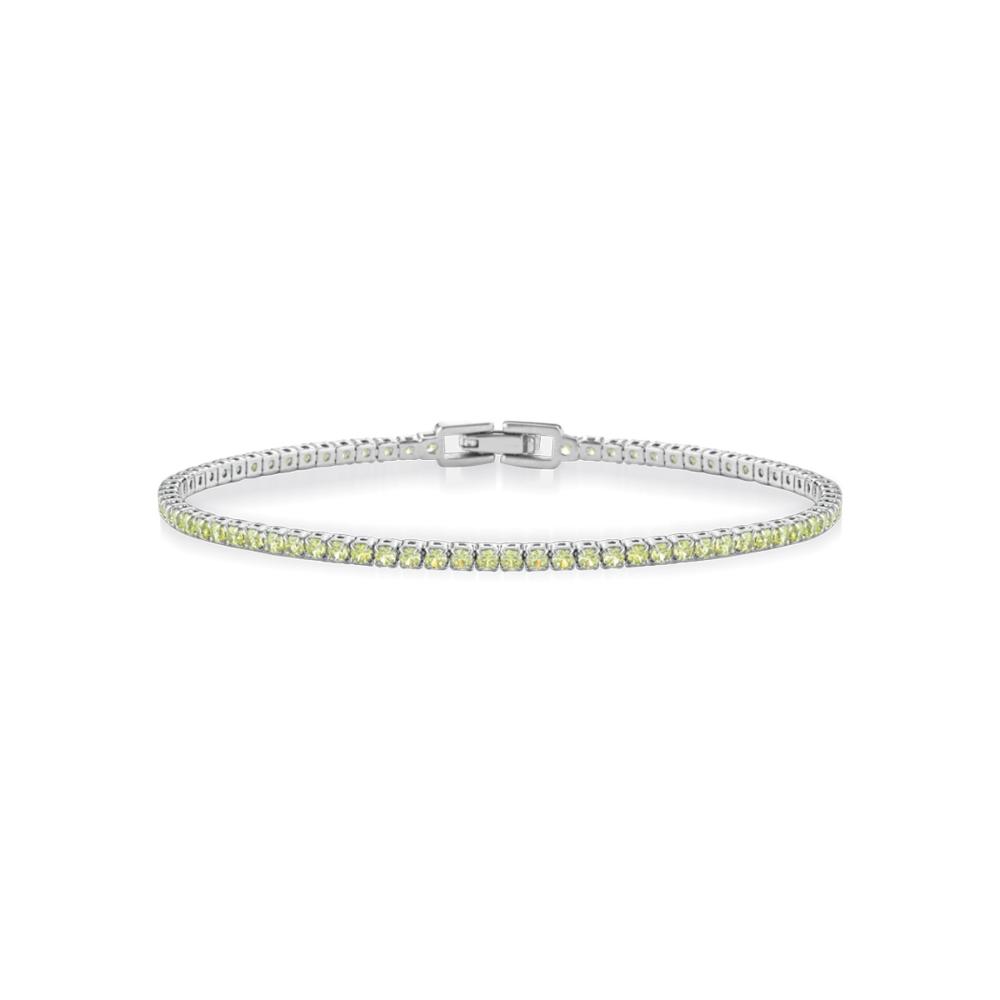 Bracciale tennis in argento 925 Rodio con zirconi verde