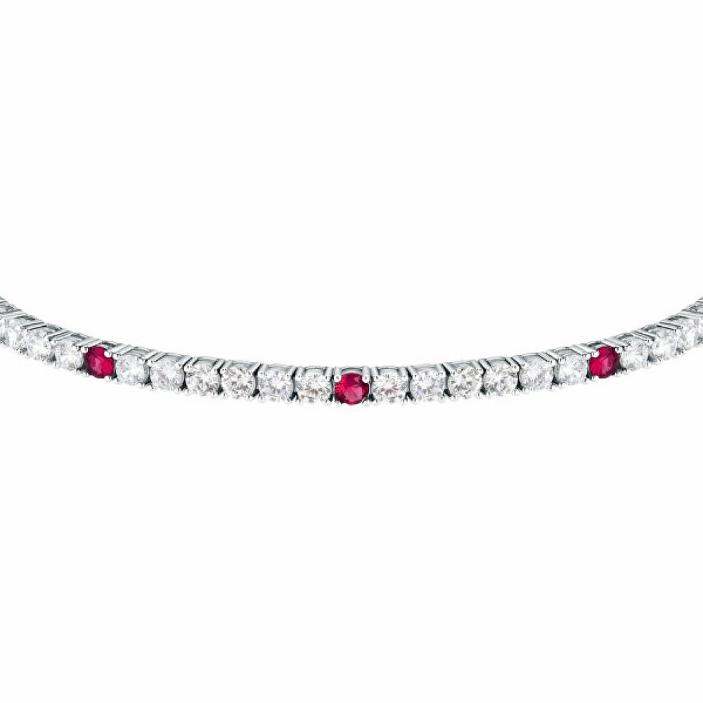 Bracciale tennis in Argento con zirconi bianchi e rossi mm 2 cm 20